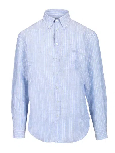Etro Striped Linen Shirt Shirts Light Blue