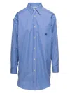 Etro Striped Cotton Oversized Shirt In Blue