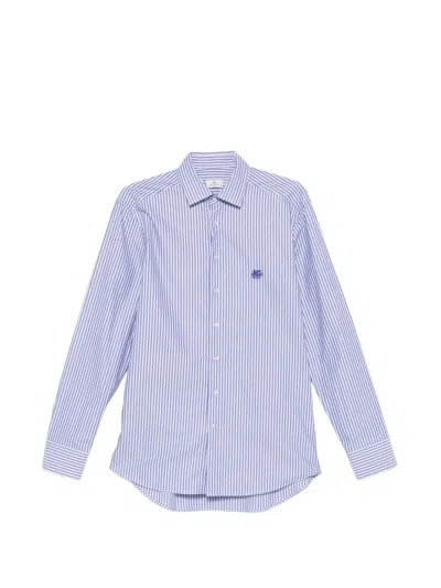 Etro Striped Logo Shirt In Blue
