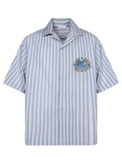 Etro Striped Logo White/light Blue Shirt