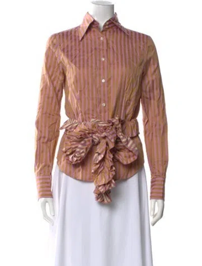Pre-owned Etro Striped Long Sleeve Blouse