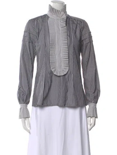 Pre-owned Etro Striped Long Sleeve Blouse In Multi