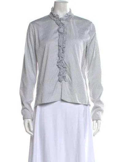 Pre-owned Etro Striped Long Sleeve Blouse In Multi
