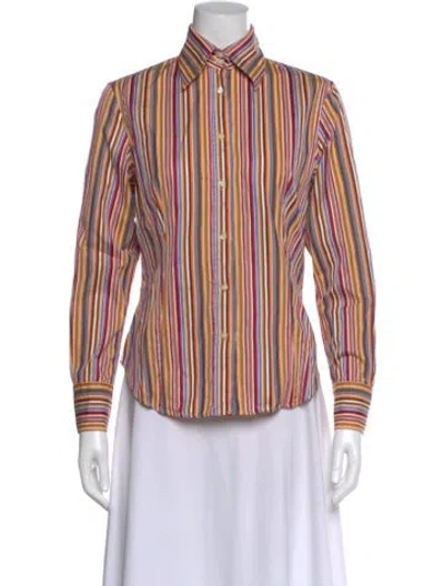 Pre-owned Etro Striped Long Sleeve Blouse In Pink