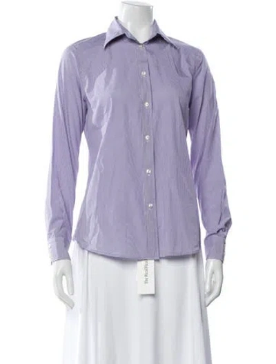 Pre-owned Etro Striped Long Sleeve Blouse In Purple