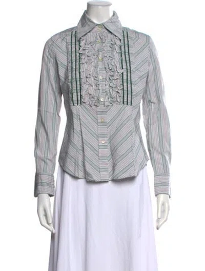 Pre-owned Etro Striped Long Sleeve Blouse In Purple