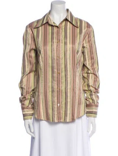 Pre-owned Etro Striped Long Sleeve Button-up Top