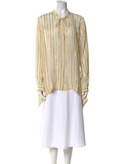 Pre-owned Etro Striped Long Sleeve Button-up Top
