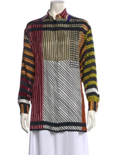 Pre-owned Etro Striped Long Sleeve Button-up Top In Multi