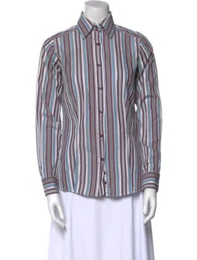 Pre-owned Etro Striped Long Sleeve Button-up Top In Multi