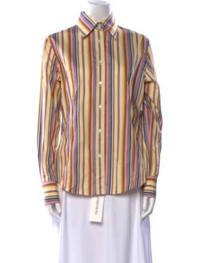 Pre-owned Etro Striped Long Sleeve Button-up Top In Multi