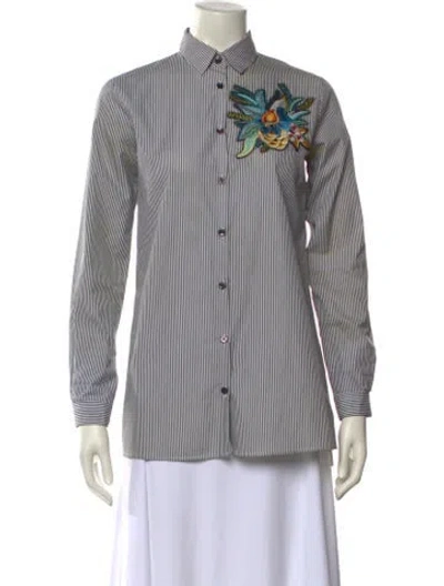 Pre-owned Etro Striped Long Sleeve Button-up Top In Multi