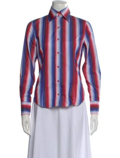 Pre-owned Etro Striped Long Sleeve Button-up Top In Multi