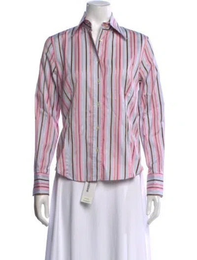 Pre-owned Etro Striped Long Sleeve Button-up Top In Pink