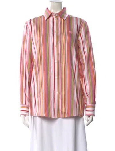 Pre-owned Etro Striped Long Sleeve Button-up Top In Pink