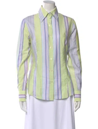 Pre-owned Etro Striped Long Sleeve Button-up Top In Purple