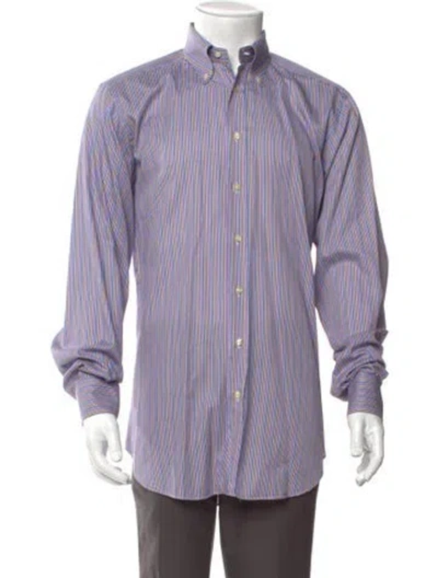 Pre-owned Etro Striped Long Sleeve Dress Shirt