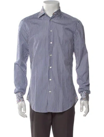 Pre-owned Etro Striped Long Sleeve Dress Shirt In Blue