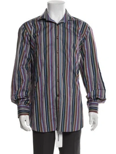 Pre-owned Etro Striped Long Sleeve Dress Shirt In Brown