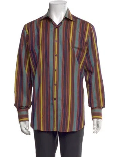 Pre-owned Etro Striped Long Sleeve Dress Shirt In Brown