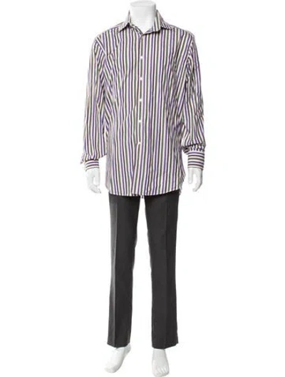 Pre-owned Etro Striped Long Sleeve Dress Shirt In Multi