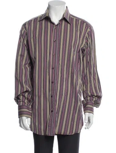 Pre-owned Etro Striped Long Sleeve Dress Shirt In Multicolor