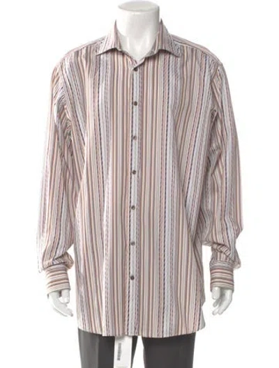 Pre-owned Etro Striped Long Sleeve Dress Shirt In Neutral