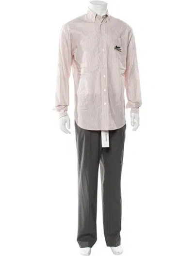 Pre-owned Etro Striped Long Sleeve Dress Shirt In Pink