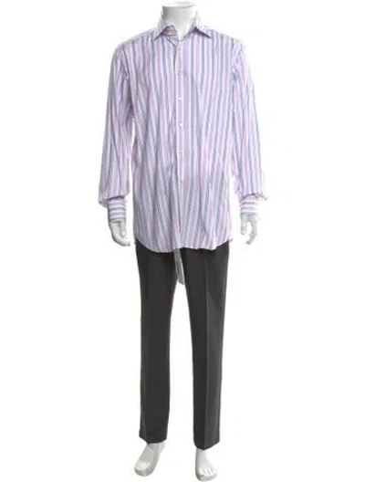 Pre-owned Etro Striped Long Sleeve Dress Shirt In Pink