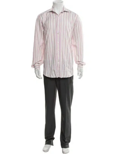 Pre-owned Etro Striped Long Sleeve Dress Shirt In Pink