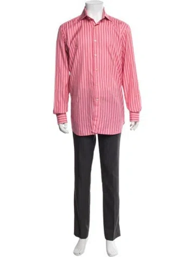 Pre-owned Etro Striped Long Sleeve Dress Shirt In Pink