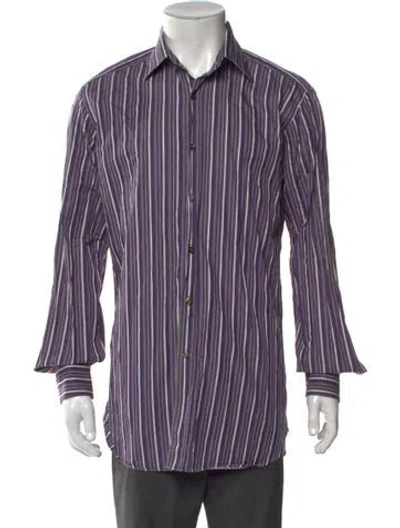 Pre-owned Etro Striped Long Sleeve Dress Shirt In Purple