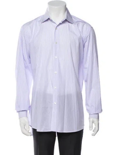 Pre-owned Etro Striped Long Sleeve Dress Shirt In Purple