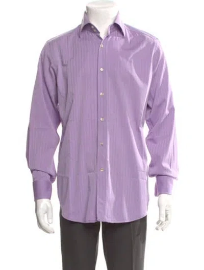 Pre-owned Etro Striped Long Sleeve Dress Shirt In Purple