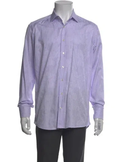 Pre-owned Etro Striped Long Sleeve Dress Shirt In Purple