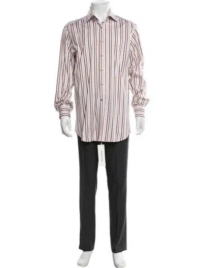 Pre-owned Etro Striped Long Sleeve Dress Shirt In Purple