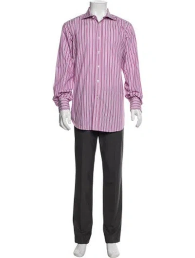 Pre-owned Etro Striped Long Sleeve Dress Shirt In Purple