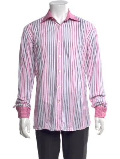 Pre-owned Etro Striped Long Sleeve Dress Shirt In Purple