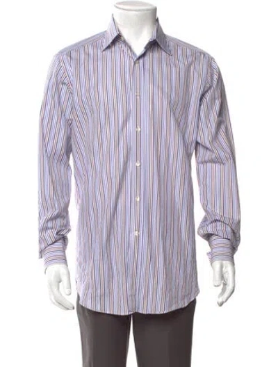 Pre-owned Etro Striped Long Sleeve Dress Shirt In Red