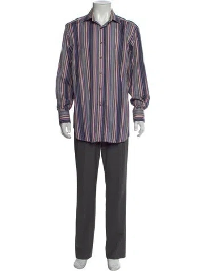 Pre-owned Etro Striped Long Sleeve Dress Shirt In Red