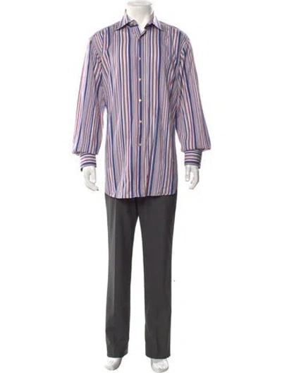 Pre-owned Etro Striped Long Sleeve Dress Shirt In Red