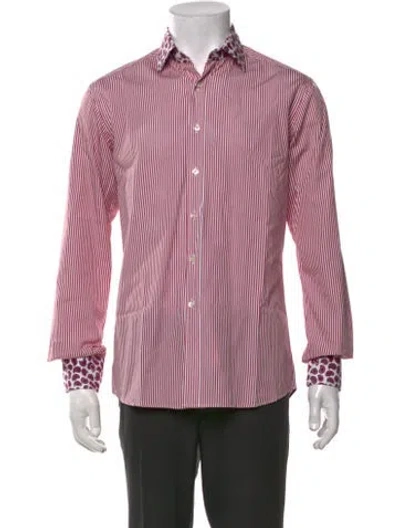 Pre-owned Etro Striped Long Sleeve Dress Shirt In Red