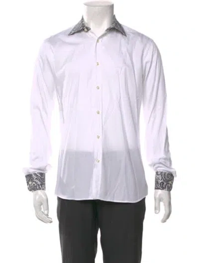 Pre-owned Etro Striped Long Sleeve Dress Shirt In White