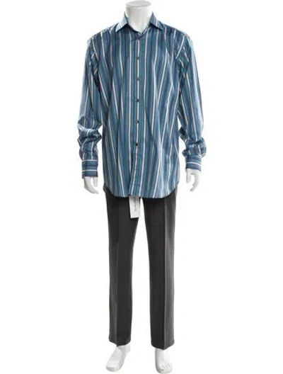 Pre-owned Etro Striped Long Sleeve Shirt In Blue