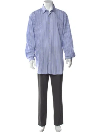 Pre-owned Etro Striped Long Sleeve Shirt In Blue