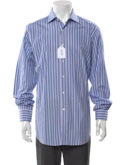 Pre-owned Etro Striped Long Sleeve Shirt In Blue