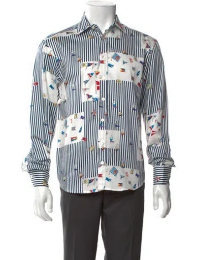 Pre-owned Etro Striped Long Sleeve Shirt In Blue