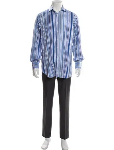 Pre-owned Etro Striped Long Sleeve Shirt In Blue