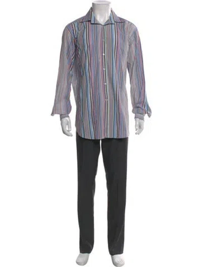 Pre-owned Etro Striped Long Sleeve Shirt In Blue
