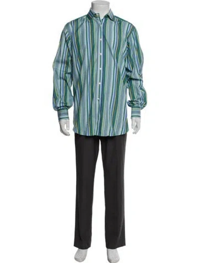 Pre-owned Etro Striped Long Sleeve Shirt In Blue